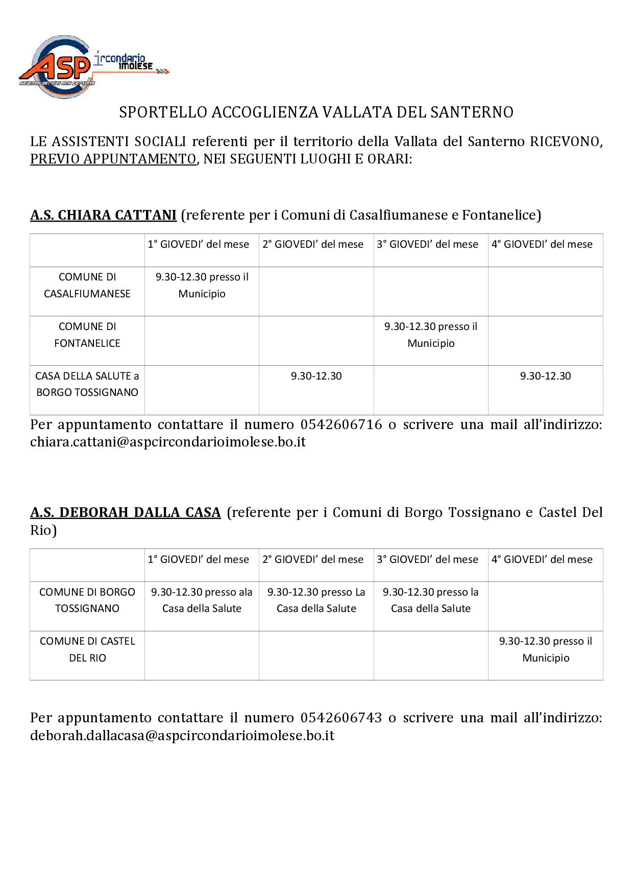 Servizi sociali: sportello alidosiano